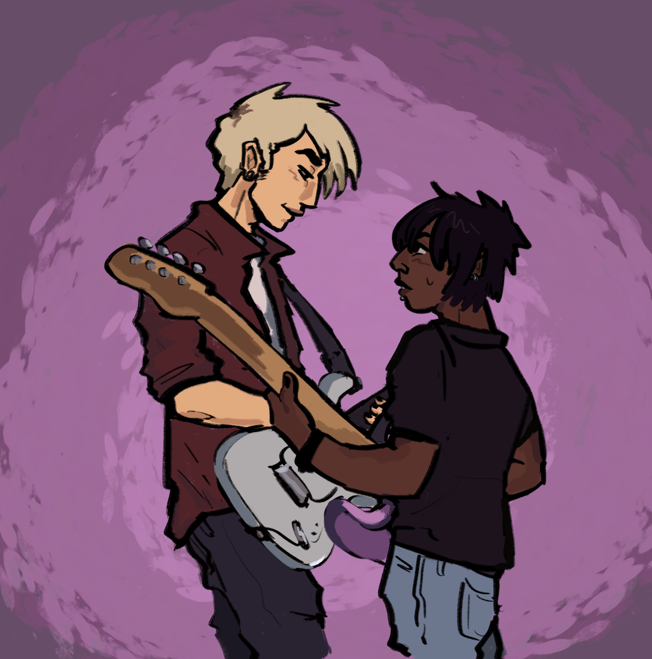 a Alan and Demitri with their guitars